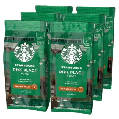 Abbildung von STARBUCKS Pike Place Roast, Mittlere Röstung, Ganze Kaffeebohnen 200g (6er Pack)