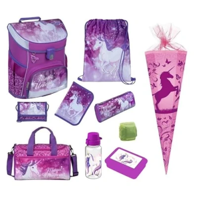 Abbildung von Scooli Schulranzen CampusFit (Set, 10 tlg., inkl. Sporttasche und Schultüte / Zuckertüte), Magic Unicorn EINHORN Pferd