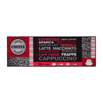 Abbildung von andiamo Teppich Läufer Cafe Creme Wohnzimmerteppich Teppichläufer für Küche 50 x 150 cm Grau rot