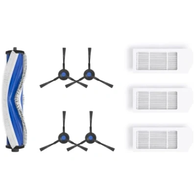 Abbildung von ECOVACS Standard Ersatzkit für DEEBOT N20/N20 PRO/N20 PLUS/N20 PRO PLUSStaubsaugerroboter, 1 x Anti Verhedderungs Hauptbürste, 4 Seitenbürsten, 3 antibakterielle Filter, Originalzubehör.