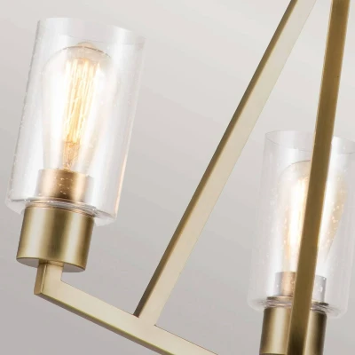 Abbildung von Kichler KL DERYN3 NBR Kronleuchter Deryn E27 40W Stahl, Glas klar; natürliches Messing L:55.8cm B:55.8cm Ø55.8cm dimmbar höhenverstellbar