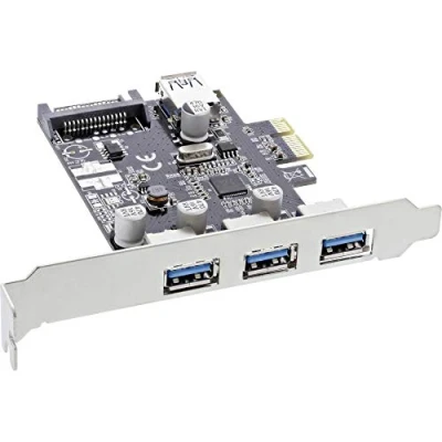 Abbildung von InLine 76662C Schnittstellenkarte, 3x+1x USB 3.0, PCIe, mit SATA Stromanschluss, inkl. Low Profile Slotblech