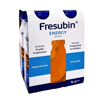 Abbildung von Fresubin Energy Drink Multifrucht Hochkalorische Trinknahrung von Fresenius Kabi, 300 kcal pro Flasche, glutenfrei, laktosearm, ohne Ballaststoffe (200 ml (4er Pack), Multifrucht)