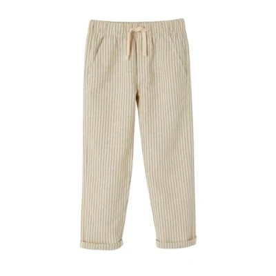 Abbildung von Vertbaudet Weite Jungen Hose mit Streifen, Leinen Mix beige gestreift 122