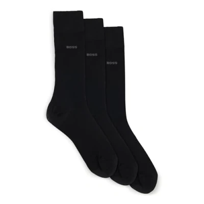 Abbildung von BOSS Herren 3P RS Uni CC Dreier Pack mittelhohe Socken aus Stretch Gewebe Schwarz001 35 38