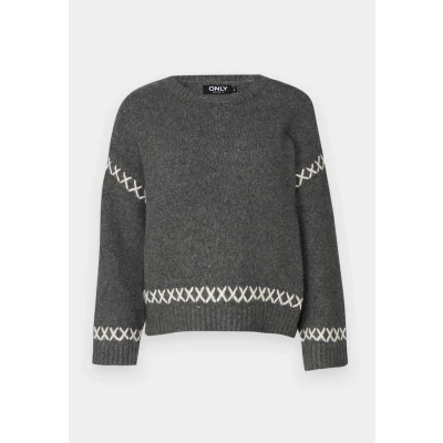 Abbildung von ONLY Onlamanda LIFE Oneck Detail Strickpullover, Damen, Größe: XS, Light grey