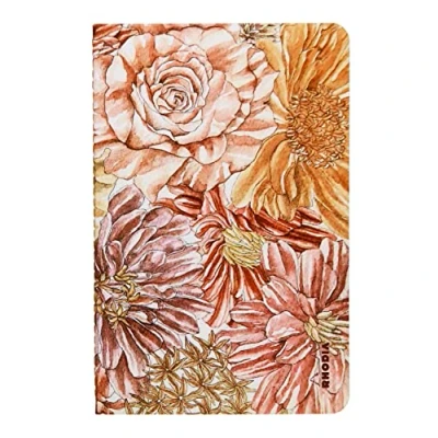 Abbildung von Rhodia 120029C ORANGE Botanique Notizheft 11x17 cm liniert, 32 Blatt, elfenbeinfarbiges 90g Papier, Soft Touch Einband, Blumenmotiven, 1 Stück
