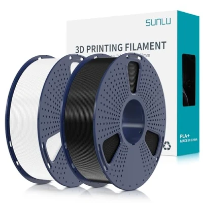 Abbildung von SUNLU PLA+ Filament 1.75mm 2KG, PLA Plus 3D Drucker Filament, Stärker belastbar, Neatly Wound,2 Spool Druck Maßgenauigkeit +/ 0.02mm, Weiß+Schwarz