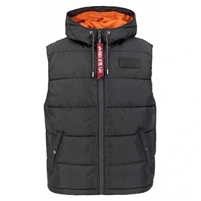 Abbildung von Alpha Industries Hooded Puffer Weste, Herren, Größe: Large, Grey black