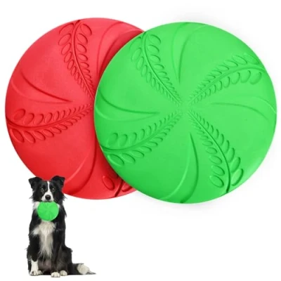 Abbildung von Nobleza Hundefrisbee, 2 Stück 20cm Hundefrisbee aus Natürlichem Kautschuk, Hundespielzeug Frisbee für Land und Wasser Rot &amp; Grün
