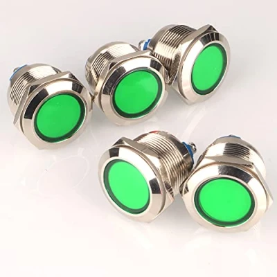 Abbildung von GUUZI 5pcs 12V 24V 22mm LED Metallkontrollleuchte Wasserdichte Signallampe mit Draht(Grün)