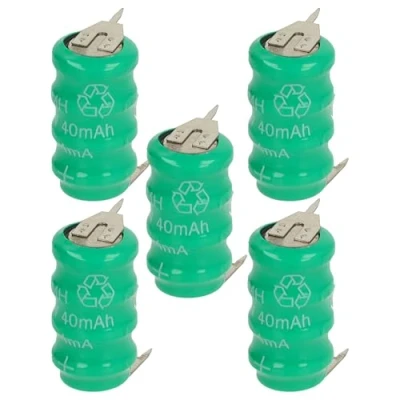 Abbildung von vhbw 5X NiMH Ersatz Knopfzellen Akku Typ V40H 3 Pins 40mAh 4,8V kompatibel mit Modellbau Akkus, Solar Leuchten UVM.