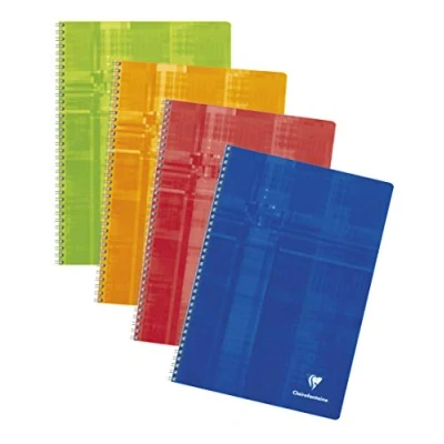 Abbildung von Clairefontaine 81422C Spiralbuch (DIN A4, 21 x 29,7 cm, kariert mit Rand, 50 Blatt) 1 Stück farbig sortiert