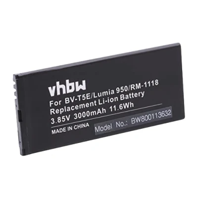 Abbildung von vhbw 1x Akku kompatibel mit Microsoft/Nokia Lumia 950, 940, RM 110, 950 Dual SIM, 940 XL Handy Smartphone Telefon (3000 mAh, 3,85 V, Li Ion)
