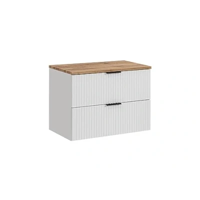 Abbildung von ADEL White Waschbeckenunterschrank 80 cm, Waschtisch mit Arbeitsplatte oder Waschbecken, weiße gefräste Türen, Badezimmermöbel (mit Arbeitsplatte)