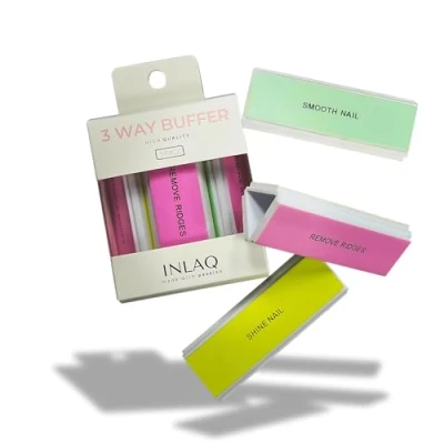 Abbildung von INLAQ® 3 Wege Buffer Nagelfeile Profi Polierblock für Naturnägel, Nagelrillen Entfernen, Glätten &amp; Glänzen Hochwertige Maniküre Feile Stück