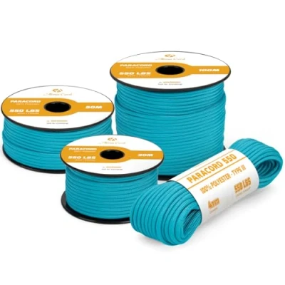 Abbildung von Abma Cord Paracord 4mm 30m Schnur Typ III 550 Seil 7 Kern für Outdoor, Camping, Survival, Basteln, Armband Max. 250kg Türkis