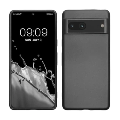 Abbildung von kwmobile Case kompatibel mit Google Pixel 7 Hülle Schutzhülle aus Silikon metallisch schimmernd Handyhülle Metallic Grau