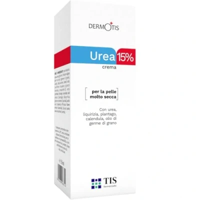 Abbildung von TIS Creme mit Urea 15% Ekzeme, Keratose, Psoriasis, Hautausschläge, rissige, raue, trockene Haut Wundheilung Hände, Füße, Knie, Nägel Milchsäure AHA, Weizenkeime