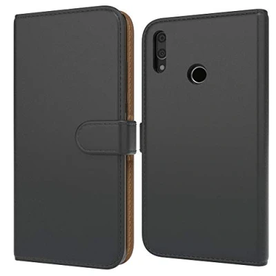 Abbildung von EAZY CASE Tasche kompatibel mit Huawei Y7 / Prime (2019) Schutzhülle Standfunktion Klapphülle Bookstyle, Handytasche Handyhülle Cover Magnetverschluss und Kartenfach, Kunstleder, Schwarz