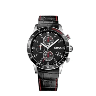 Abbildung von BOSS Chronograph Quarz Uhr für Herren mit Schwarzes Lederarmband 1513390