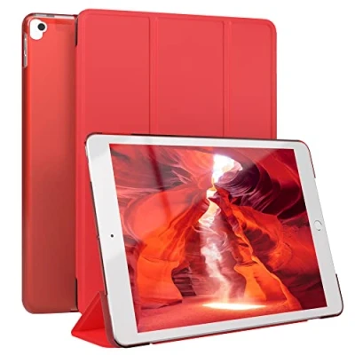 Abbildung von EAZY Case Schutzhülle für iPad 7 / 8 9 Gen. Hülle 10.2&quot; Smart Cover Tablet Smartcase zum Aufstellen Klapphülle mit Standfunktion Sleep Wake Up Funktion Tasche Kunstleder Etui Rot