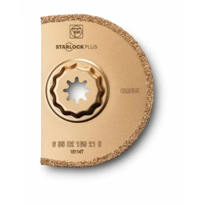 Abbildung von FEIN Hartmetall Sägeblatt Ø 90 mm, Ve. 5 St., Aufnahme StarlockPlus, segmentiert, Schnittbreite ca. 2,2 mm., zum Austrennen schadhafter Fliesenfugen.Auch Fräsen von Schlitzen in Baumaterialien