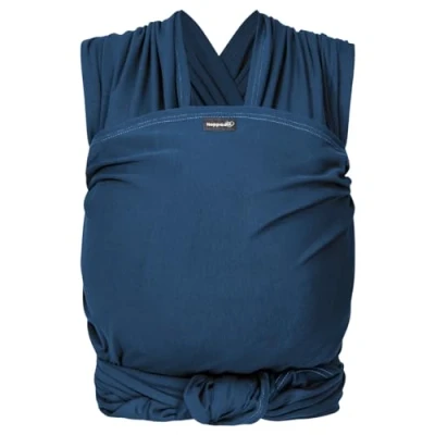 Abbildung von Hoppediz Elastisches Baby Tragetuch für Neugeborene ab Geburt (2 9 kg) aus Bio Baumwolle Indigo 4,60 m