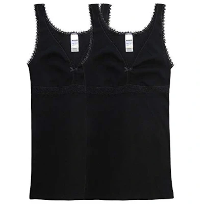 Abbildung von HERMKO 15804740 2er Pack Damen BH Hemd aus 100% Bio Baumwolle, Farbe:schwarz, Größe:36/38 (S)