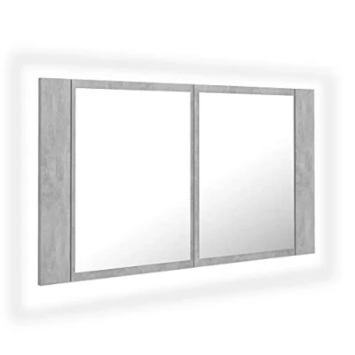 Abbildung von vidaXL LED Bad Spiegelschrank Badezimmerspiegel Badspiegel Spiegel Badschrank Badezimmerschrank Hängeschrank Wandschrank Betongrau 80x12x45cm Acryl