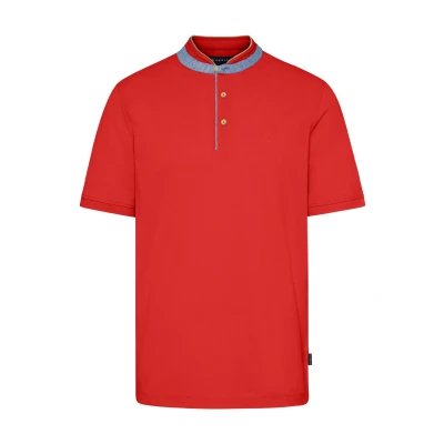 Abbildung von bugatti MIT Stehkragen Tshirt basic, Herren, Größe: Large, Rot