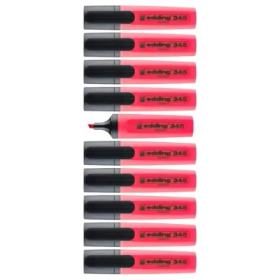 Abbildung von edding 345 Textmarker rot 10 Highlighter Keilspitze 2 5 mm ideal für leuchtende Markierungen und Hervorhebung von Textpassagen Notizen