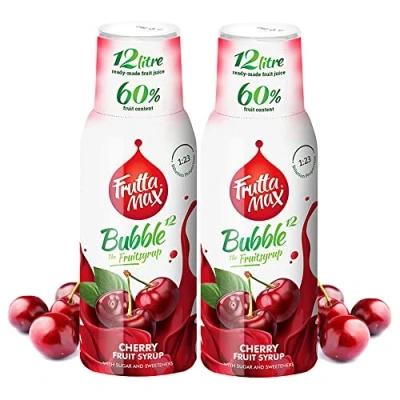 Abbildung von FruttaMax Kirsche Getränkesirup Frucht sirup Konzentrat weniger Zucker mit 60% Fruchtanteil für Soda Maschine geeignet 500ml
