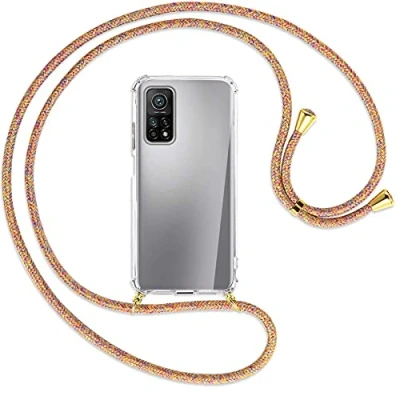 Abbildung von mtb more energy® Handykette kompatibel mit Xiaomi Mi 10T (Pro) 5G (6.67&#039;&#039;) Rainbow/Gold Smartphone Hülle zum Umhängen Anti Shock Full TPU Case