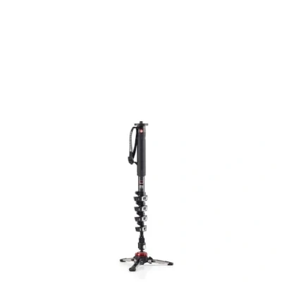 Abbildung von Manfrotto MVMXPROC5, Xpro Fluid Video 5 Abschnitte Kohlefaser Einbeinstativ Fluidtech Base, Quick Power Lock System, tragbar, professionelle Videografie, schwarz