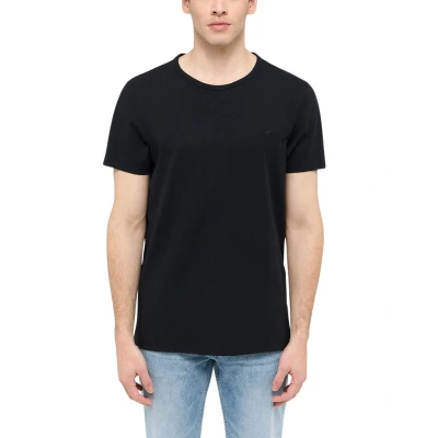 Abbildung von MUSTANG Herren T Shirt Allen 2er Pack Regular Fit S 3XL Weiss Schwarz Stretch, Größe:L, Farbe:Black 4142