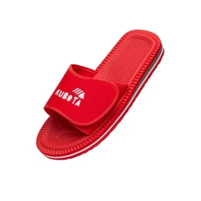 Abbildung von Kubota Badelatschen mit Klettverschluss Badeschuhe für Herren Badeschlappen Strand Baden Latschen Schuhe fur Dusch und Sauna Rot 41