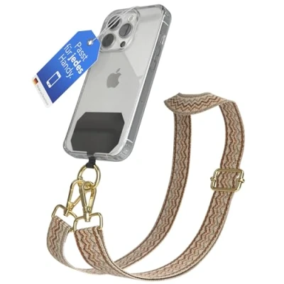 Abbildung von EAZY CASE Handykette Universal zum Umhängen kompatibel mit jedem Handy Kette Hülle kombinierbar Handykordel Karabiner für Handyhülle Handyband Bunt Boho Kordel Beige Braun