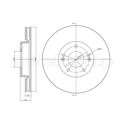 Abbildung von METELLI 23 0927C Bremsscheibe 280,0 26,0 5 69,0 Belüftet lackiert HYUNDAI: i30 I Schrägheck, II Tucson, KIA: cee‘d Schrägheck