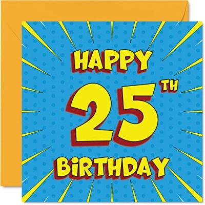 Abbildung von Lustige Geburtstagskarte zum 25. Geburtstag für Männer Frau Comicbuch Karte Schwester, Tante, Onkel, Sohn, Tochter, Bruder, Cousine, Neffe, Nichte, 145 mm x Grußkarten,
