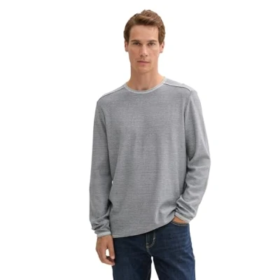 Abbildung von TOM Tailor MIT Struktur Strickpullover, Herren, Größe: 3XL, Navy offwhite finestripe
