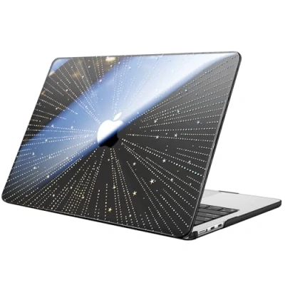 Abbildung von Fintie Hülle Kompatibel mit MacBook Air M3 M2 13.6 Zoll (2024 2022) A3113 A2681, Ultradünne Hartschale Schutzhülle Snap Case Zoll, Sternschnuppe(Schwarz)