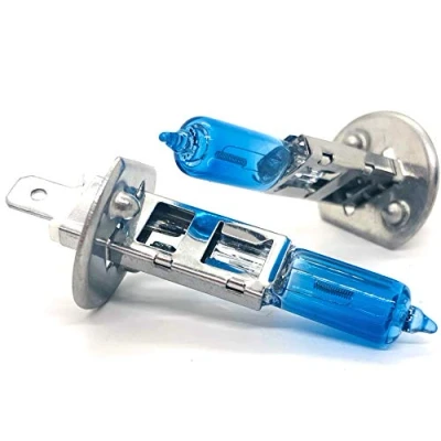 Abbildung von MAXXONI 2x Stück H1 55Watt P14,5s 12V Halogen Auto Lampen Xenon Look Blue Vision Optik Glühbirne (H1 2er Pack)
