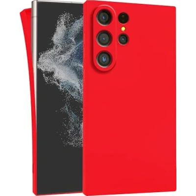 Abbildung von MyGadget Hülle kompatibel mit Samsung Galaxy S24 Ultra robuste Handyhülle TPU Case Slim Silikonhülle Back Cover Kratzfest Schutzhülle Matt Rot