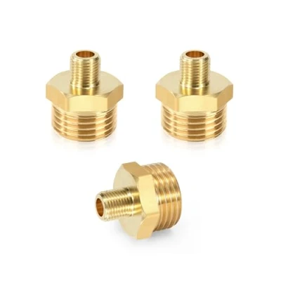 Abbildung von Doppelnippel Reduziert Messing 1/2&quot; AG x 1/8&quot; Hexagon Reduzierstück, Reduzierung Adapter, Beidseitig Außengewinde Rostfrei Anschlussnippel Trinkwasser Geeignet (3 Stück)