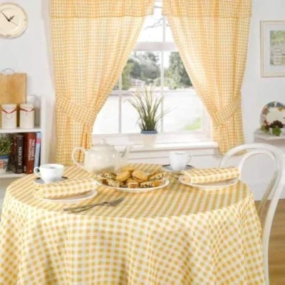 Abbildung von Emma Barclay Molly Tischdecke, Gingham Muster, 132 x cm, Zitronengelb