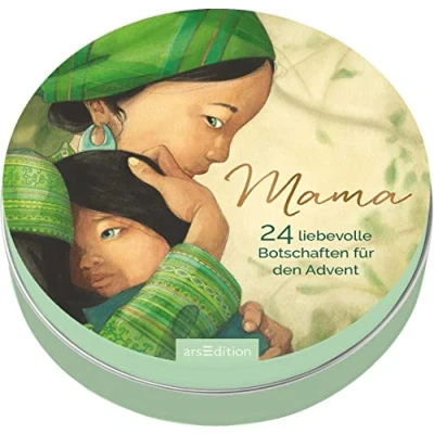 Abbildung von Adventskalender in der Dose. Mama: 24 liebevolle Botschaften für den Advent Dose mit schön illustrierten runden Karten