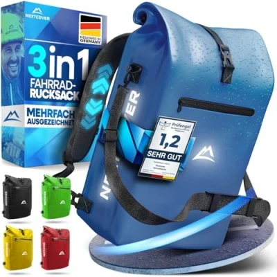 Abbildung von Nextcover Fahrradtasche NEU 3in1 für Gepäckträger Fahrradrucksack wasserdicht