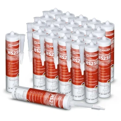 Abbildung von HAUSA Hochtemperatursilikon HS250 rot 24 x 300ml dauerelastische hitzebeständige Dichtmasse +315C Dichtstoff zum Kleben Abdichten von Öfen Kochfeldern Motoren schnellhärtend ölbeständig