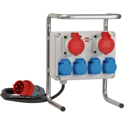 Abbildung von Brennenstuhl Kompakter Kleinstromverteiler BKV 2/4 G IP44 / Baustromverteiler mit Stahlrohrgestell (2m Kabel, für ständigen Einsatz im Außenbereich IP44, Made in Germany)